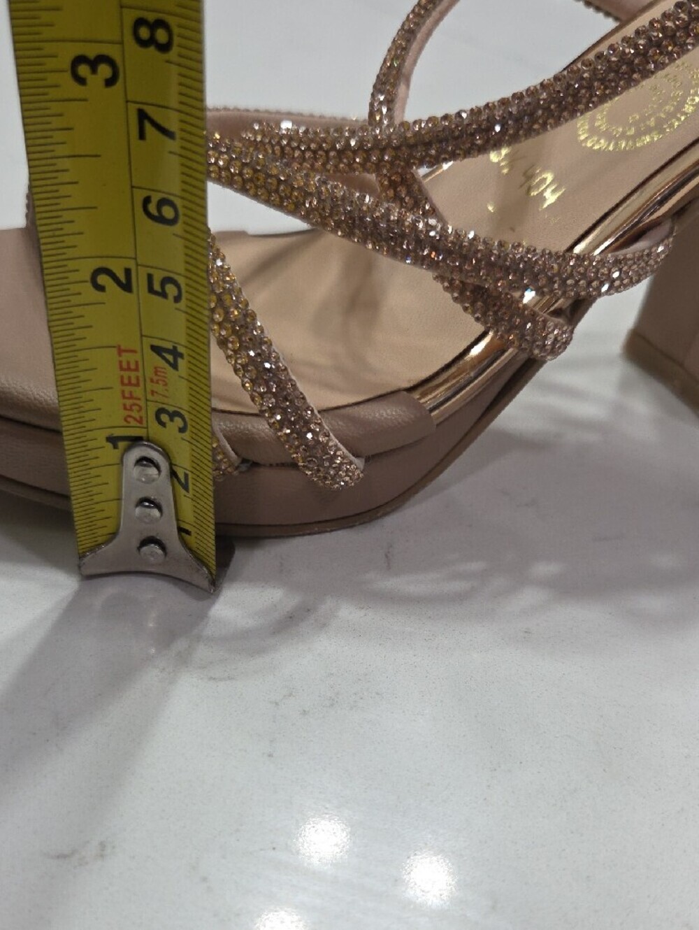 Tie Up Heel Sandals Tan And And Ringstones Multi Sizes Available New !! - Picture 5 of 7